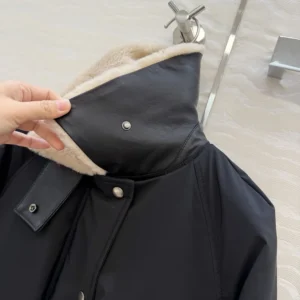 Loewe Men Puffer in Shearling and Cotton Blend-Black S359Y02XFX