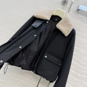 Loewe Men Puffer in Shearling and Cotton Blend-Black S359Y02XFX