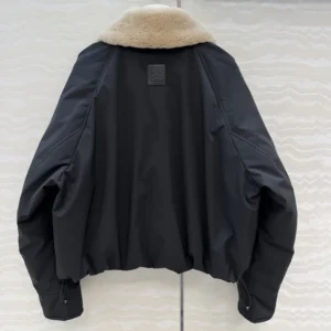 Loewe Men Puffer in Shearling and Cotton Blend-Black S359Y02XFX