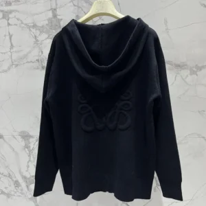 Loewe Women Anagram Zip-up Hoodie in Wool-Black S359Y16K42