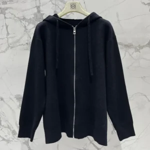 Loewe Women Anagram Zip-up Hoodie in Wool-Black S359Y16K42