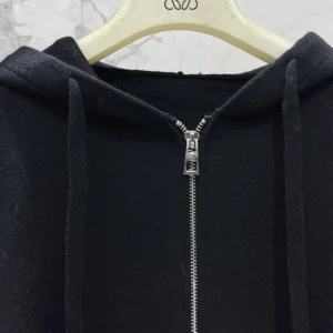 Loewe Women Anagram Zip-up Hoodie in Wool-Black S359Y16K42