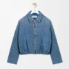 Loewe Women Draped Jacket In Denim-Indigo Blue IDS540Y1CX05