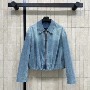 Loewe Women Draped Jacket In Denim-Indigo Blue IDS540Y1CX05