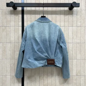Loewe Women Draped Jacket In Denim-Indigo Blue IDS540Y1CX05