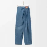 Loewe Women Draped Jeans In Denim-Indigo Blue IDS540Y11X96