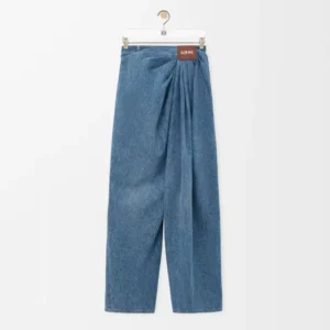 Loewe Women Draped Jeans In Denim-Indigo Blue IDS540Y11X96