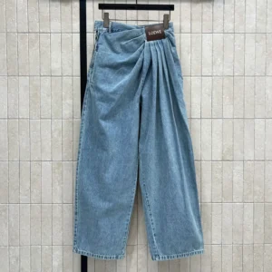 Loewe Women Draped Jeans In Denim-Indigo Blue IDS540Y11X96