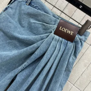 Loewe Women Draped Jeans In Denim-Indigo Blue IDS540Y11X96