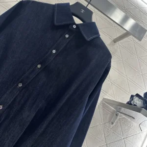 Loewe Women Draped Shirt in Denim-S359Y1DX19