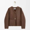 Loewe Women Pebble Cardigan In Shearling-Brown IDS359Y2SL49