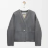 Loewe Women Pebble Cardigan In Shearling-Light Grey IDS359Y2SL49