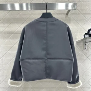 Loewe Women Pebble Cardigan In Shearling-Light Grey IDS359Y2SL49
