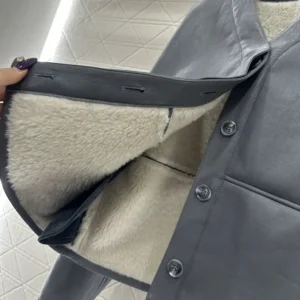 Loewe Women Pebble Cardigan In Shearling-Light Grey IDS359Y2SL49