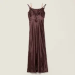 Miu Miu Wome Long Satin Dress-Brown MF606415ZCF0324