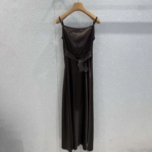 Miu Miu Wome Long Satin Dress-Brown MF606415ZCF0324