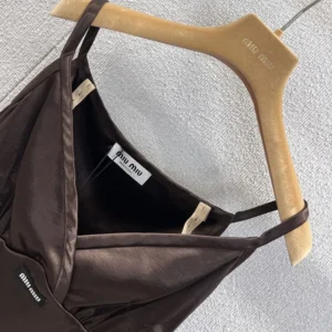 Miu Miu Wome Long Satin Dress-Brown MF606415ZCF0324