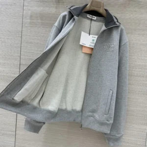Miu Miu Wome Zippered Cotton Fleece Jacket MJLA1618ZXF0031