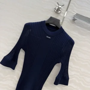 Miu Miu Women Ribbed Knit Wool Sweater MML02L18TW