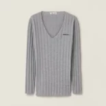 Miu Miu Women Wool And Cashmere V-Neck Sweater MML02P17JA