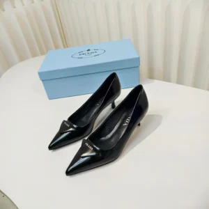 Prada Women Brushed Leather Pumps-Black 1I928M055F0002