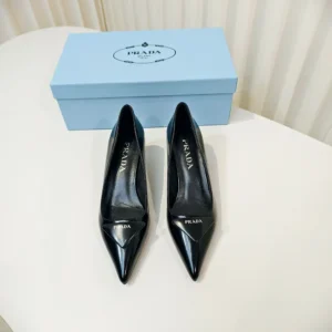 Prada Women Brushed Leather Pumps-Black 1I928M055F0002