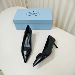Prada Women Brushed Leather Pumps-Black 1I928M055F0002