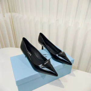 Prada Women Brushed Leather Pumps-Black 1I928M055F0002