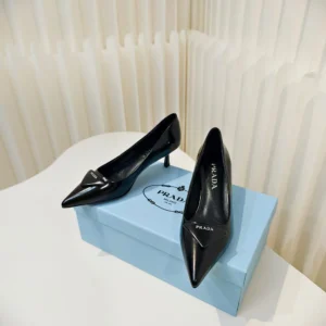 Prada Women Brushed Leather Pumps-Black 1I928M055F0002