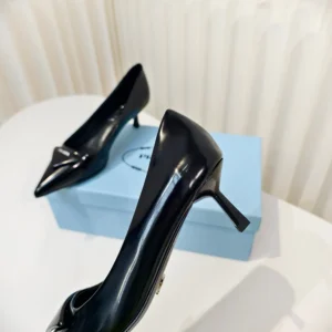 Prada Women Brushed Leather Pumps-Black 1I928M055F0002