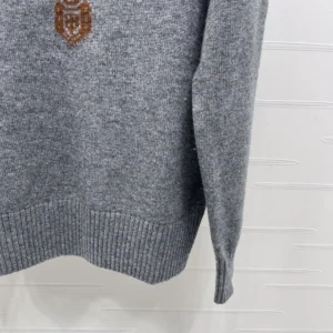 Prada Women Cashmere and wool Prada logo crew-neck sweater-Slate Gray