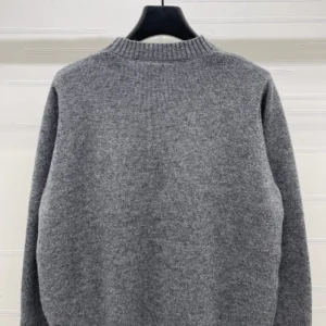 Prada Women Cashmere and wool Prada logo crew-neck sweater-Slate Gray