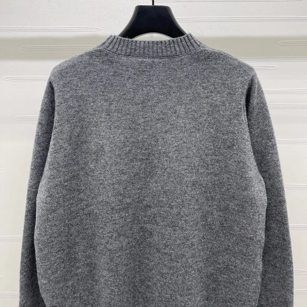 Prada Men Cashmere and Wool Prada Logo Crew-neck Sweater-Slate Gray 6 Prada Women Cashmere and wool Prada logo crew-neck sweater-Slate Gray