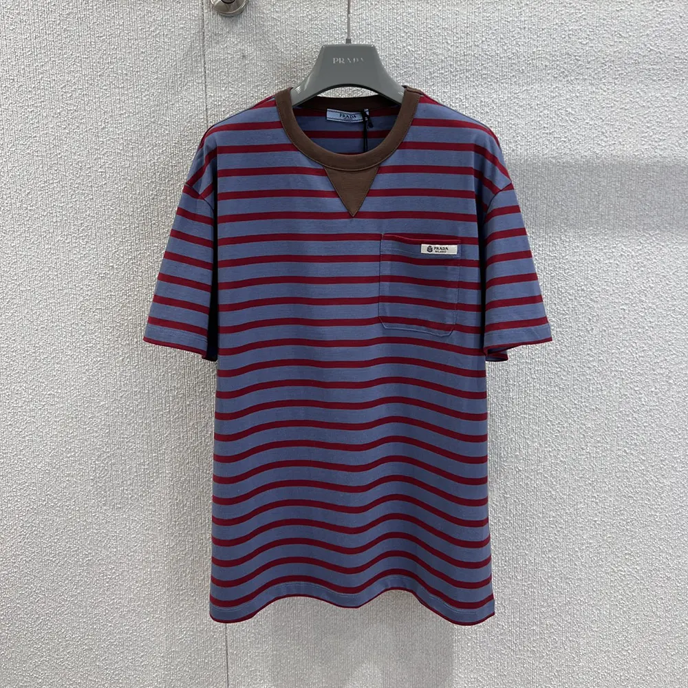 Prada Men Oversized Striped Jersey T-Shirt 3575B18V8F04Y5 2 Prada Women Oversized Striped Jersey T-Shirt 3575B18V8F04Y5