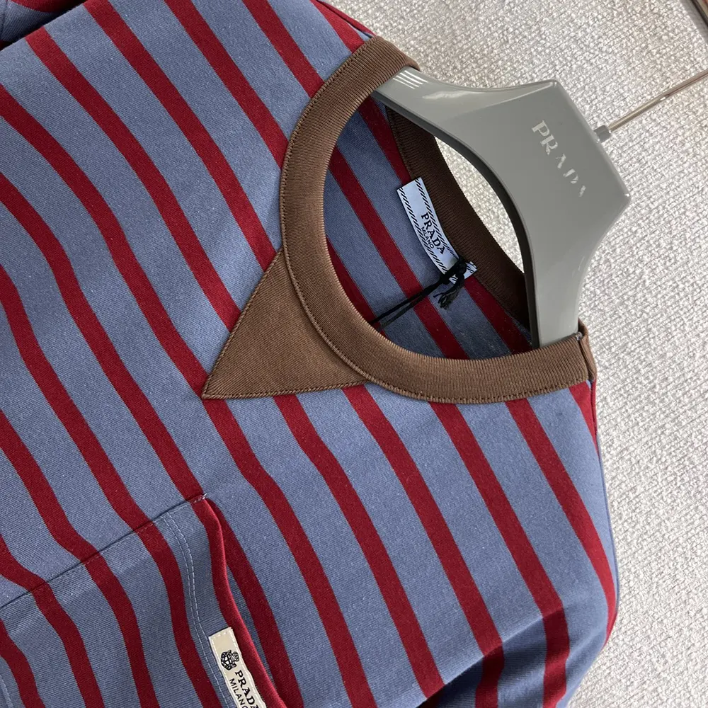 Prada Men Oversized Striped Jersey T-Shirt 3575B18V8F04Y5 4 Prada Women Oversized Striped Jersey T-Shirt 3575B18V8F04Y5