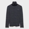 Prada Women Striped Wool Turtleneck Sweater-Black P2657518YM