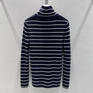 Prada Women Striped Wool Turtleneck Sweater-Black P2657518YM
