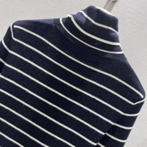 Prada Women Striped Wool Turtleneck Sweater-Black P2657518YM