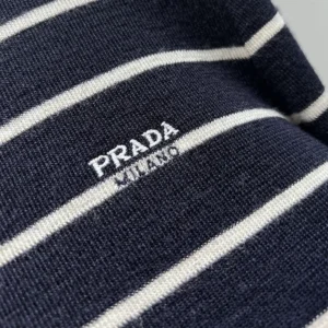 Prada Women Striped Wool Turtleneck Sweater-Black P2657518YM
