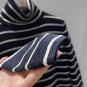 Prada Women Striped Wool Turtleneck Sweater-Black P2657518YM