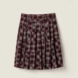 Prada Women Tartan Patchwork Midi Skirt MG25971804