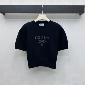 Prada Women Wool And Cashmere Crew-Neck Sweater-Black P24Z1U13LY