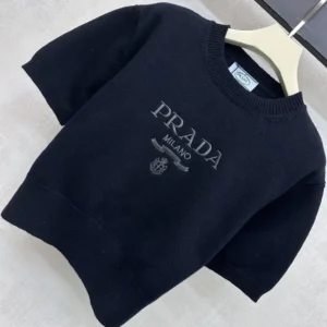 Prada Women Wool And Cashmere Crew-Neck Sweater-Black P24Z1U13LY