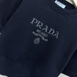 Prada Women Wool And Cashmere Crew-Neck Sweater-Black P24Z1U13LY