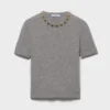 Prada Women Wool And Cashmere Crew-Neck Sweater-Grey P24V2B18M6