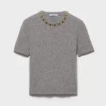 Prada Women Wool And Cashmere Crew-Neck Sweater-Grey P24V2B18M6