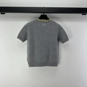 Prada Women Wool And Cashmere Crew-Neck Sweater-Grey P24V2B18M6