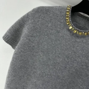 Prada Women Wool And Cashmere Crew-Neck Sweater-Grey P24V2B18M6