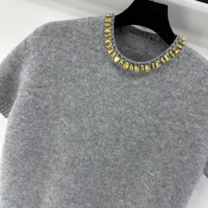Prada Women Wool And Cashmere Crew-Neck Sweater-Grey P24V2B18M6