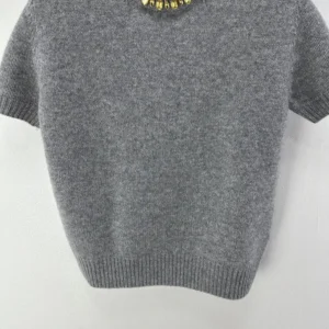 Prada Women Wool And Cashmere Crew-Neck Sweater-Grey P24V2B18M6